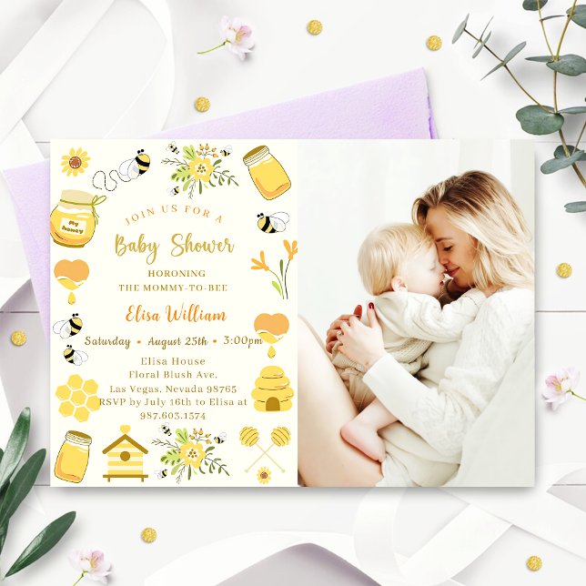 Baby Shower Bee Photo Inbjudningar (Skapare uppladdad)