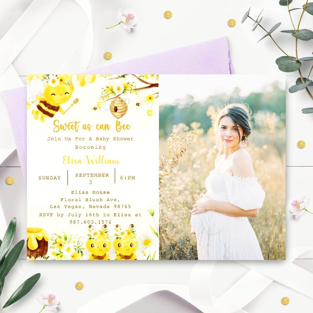 Baby Shower Bee Sweet as As can be Photo Inbjudningar (Skapare uppladdad)