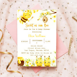 Baby Shower Bee Sweet as As can Bee Inbjudningar