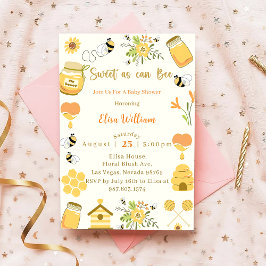Baby Shower Bee Sweet as As can Bee Inbjudningar