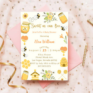 Baby Shower Bee Sweet as As can Bee Inbjudningar