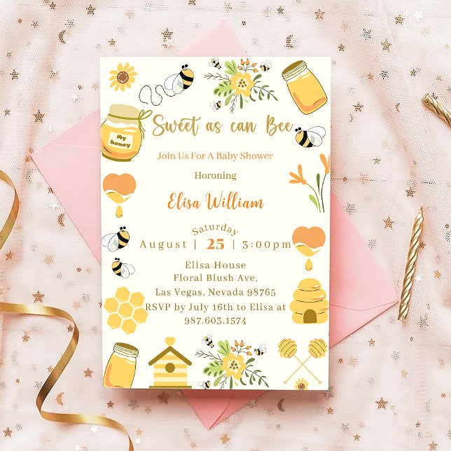 Baby Shower Bee Sweet as As can Bee Inbjudningar (Skapare uppladdad)