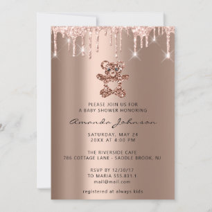 Baby Shower Beer Glitter Ro Guld Dricks Boy Girl Inbjudningar