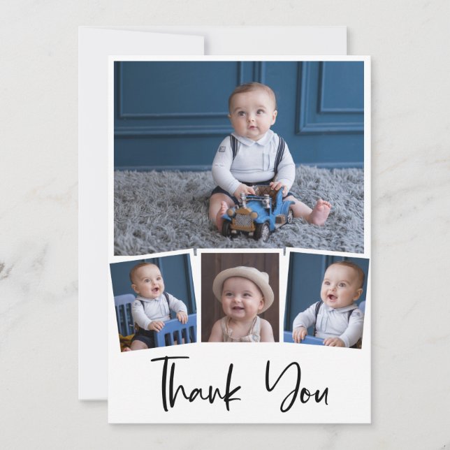 Baby Shower Bild Tacksamhetskort | Modern Collage Tack Kort (Framsida)