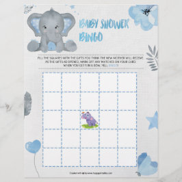 Baby Shower Bingo [Baby Elefant [Blå] Brevhuvud