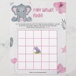 Baby Shower Bingo [Baby Elephant [Rosa]] Brevhuvud
