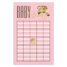 Baby Shower BINGO Baby Guld Rosa Elephant