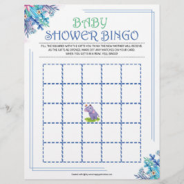 Baby Shower Bingo [Blue Blommigt] Brevhuvud