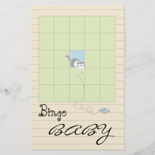 Baby Shower BINGO "Blue/Bygg A Bibliotek" Flygblad