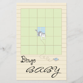 Baby Shower BINGO "Blue/Bygg A Bibliotek" Flygblad