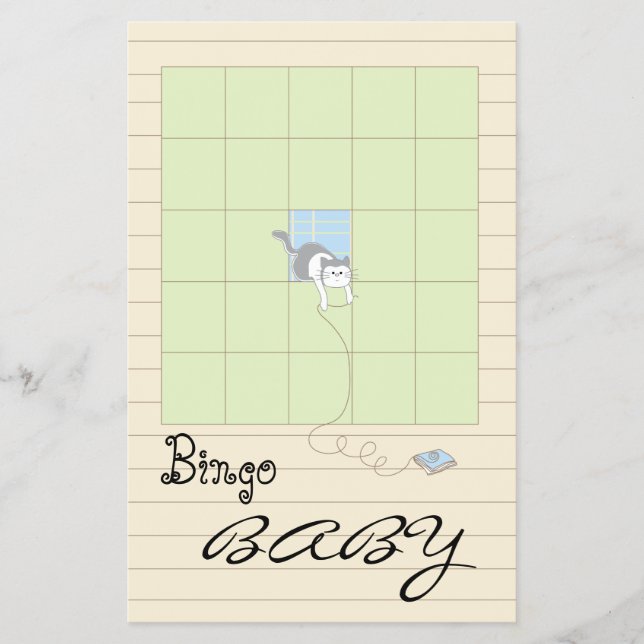 Baby Shower BINGO "Blue/Bygg A Bibliotek" Flygblad (Framsidan)