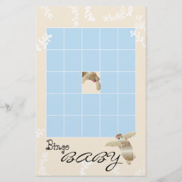 Baby Shower BINGO "Blue/Cream Turtle" Flygblad