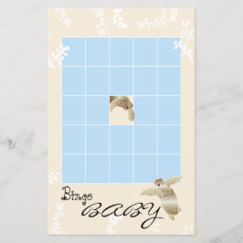 Baby Shower BINGO "Blue/Cream Turtle" Flygblad