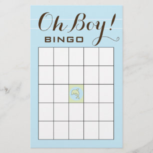 Baby Shower BINGO "Blue Grönt Dolphin" Flygblad