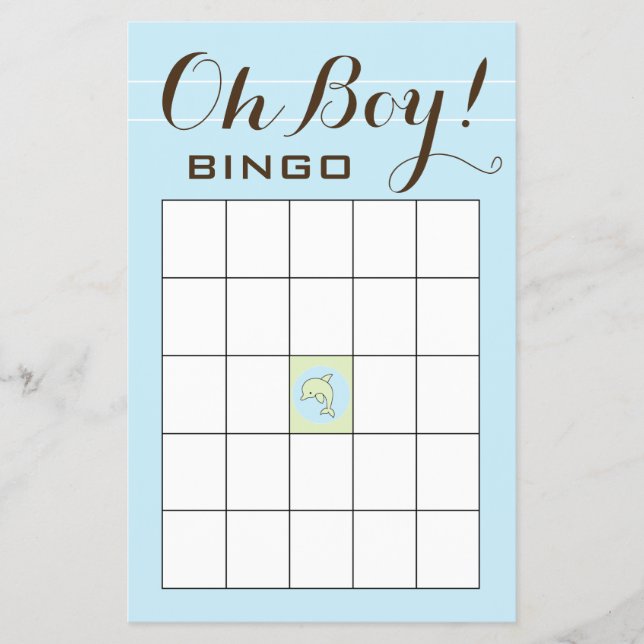 Baby Shower BINGO "Blue Grönt Dolphin" Flygblad (Framsidan)