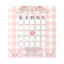Baby Shower Bingo BOHO Baby Coral Gingham Anteckningsblock