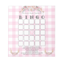 Baby Shower Bingo BOHO Baby Rosa Gingham Anteckningsblock