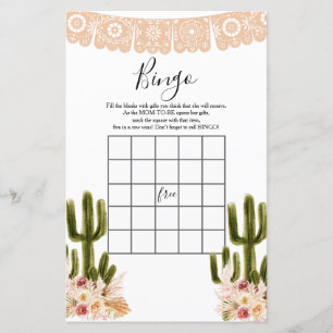 Baby Shower Bingo Boho Cactus Taco 'om Kärlek