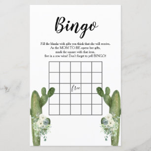 Baby Shower Bingo Cactus Blommigt Taco 'om Kärlek