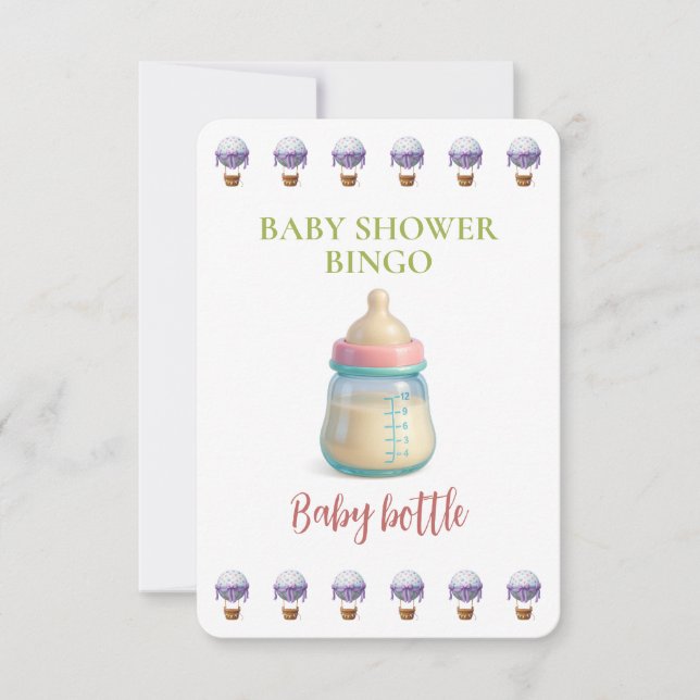 Baby Shower Bingo Card, Funny Game- Baby Bottle (Framsida)