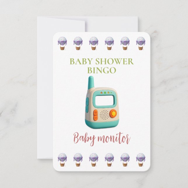 Baby Shower Bingo Card, Funny Game- Baby monitor (Framsida)
