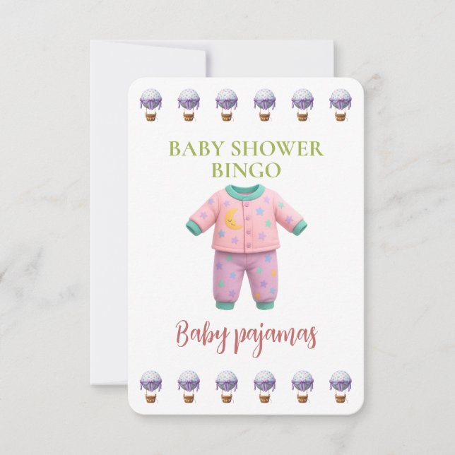 Baby Shower Bingo Card, Funny Game- Baby pajamas (Framsida)
