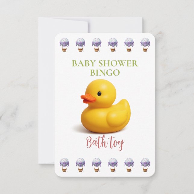 Baby Shower Bingo Card, Funny Game- Bath toy (Framsida)