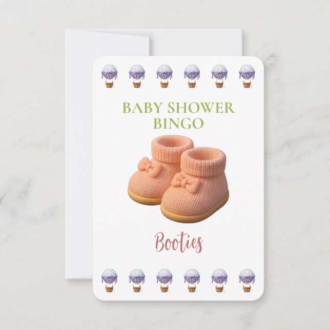 Baby Shower Bingo Card, Funny Game- Booties (Framsida)