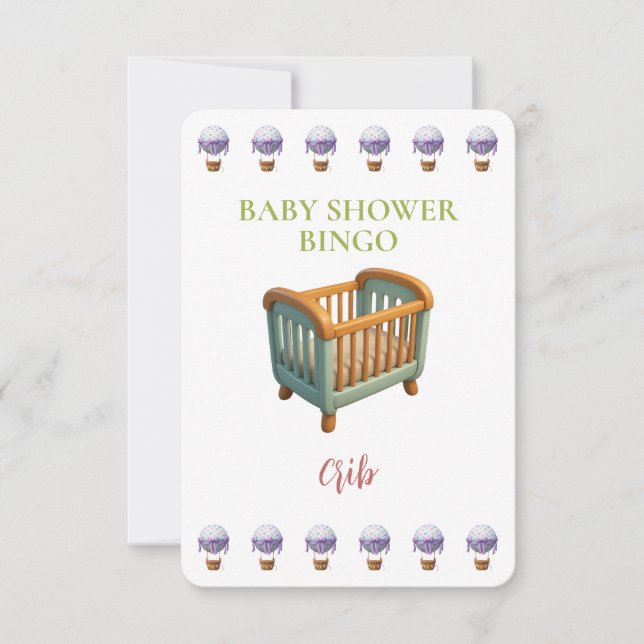 Baby Shower Bingo Card, Funny Game- Crib (Framsida)