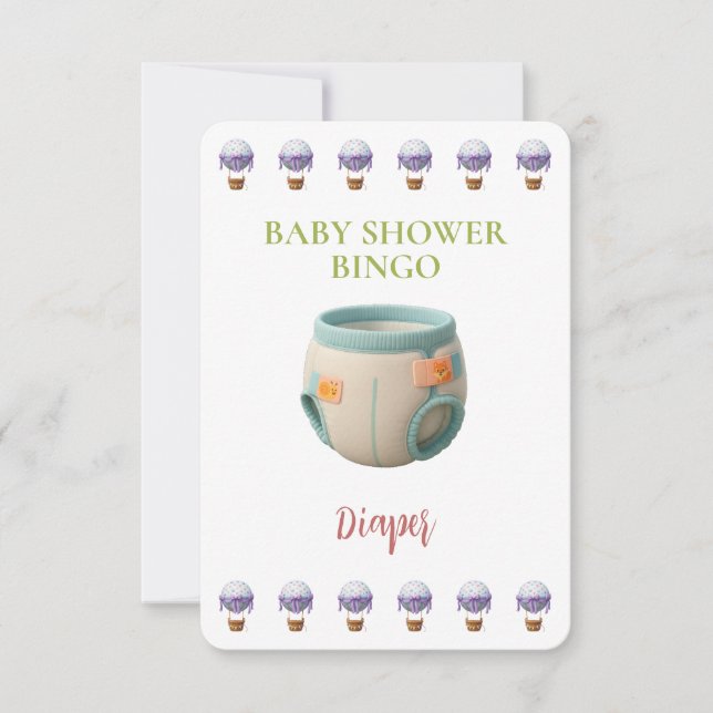 Baby Shower Bingo Card, Funny Game- Diaper (Framsida)