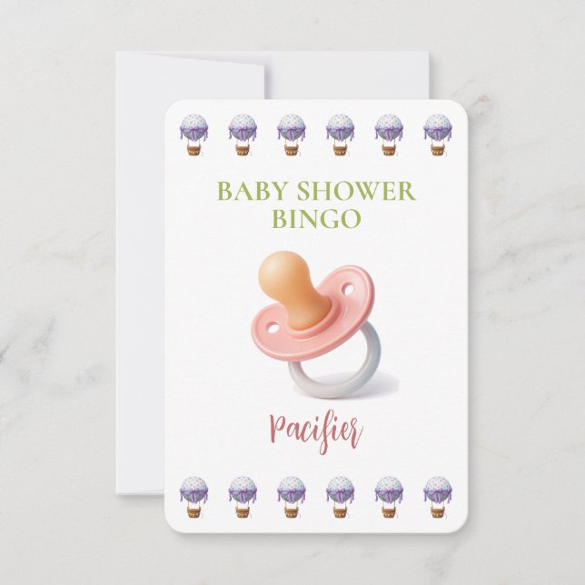Baby Shower Bingo Card, Funny Game- Pacifier (Framsida)