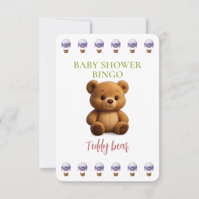 Baby Shower Bingo Card, Funny Game- Teddy Bear (Framsida)