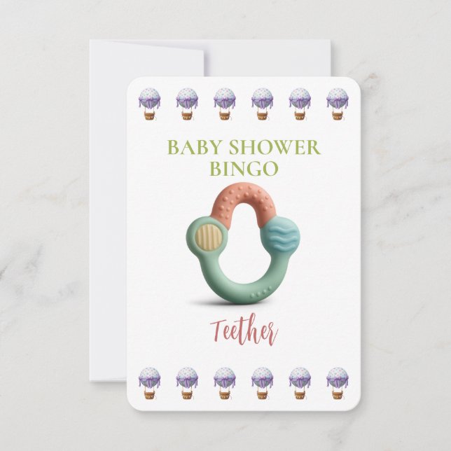 Baby Shower Bingo Card, Funny Game- Teether (Framsida)
