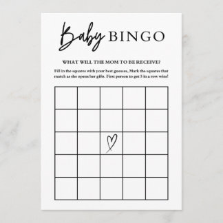 Baby Shower Bingo Card Game Rådkort