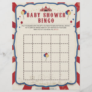 Baby Shower Bingo [Circus Theme] Brevhuvud