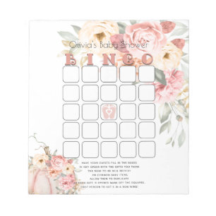 Baby Shower Bingo Coral Pumpkin Peony Blommigt Anteckningsblock