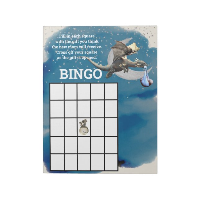 Baby Shower Bingo Dragon Knight  Anteckningsblock (Roterad)
