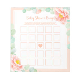 Baby Shower Bingo Eucalyptus Foliage Peony Peach Anteckningsblock