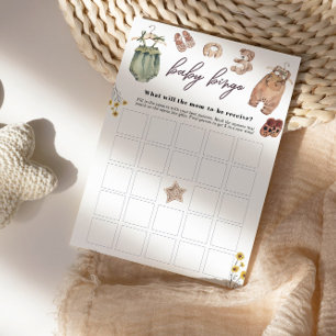 Baby Shower Bingo fall boho Inbjudningar