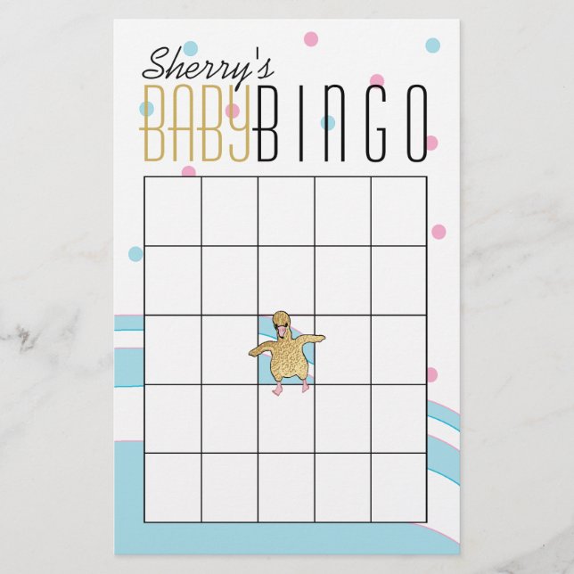 Baby Shower BINGO "Flamingo Mamma & Baby" Flygblad (Framsidan)