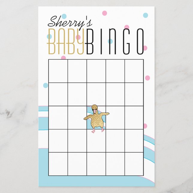 Baby Shower BINGO "Flamingo Mamma & Baby" Flygblad (Framsidan)