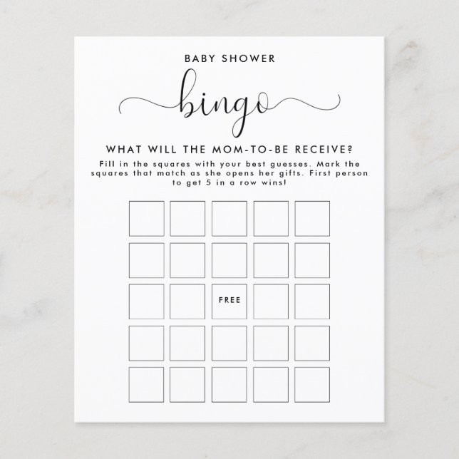Baby Shower Bingo Flygblad (Framsidan)