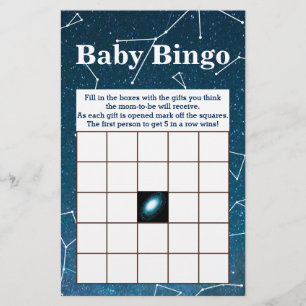 Baby Shower Bingo för Space Star Constellations Flygblad