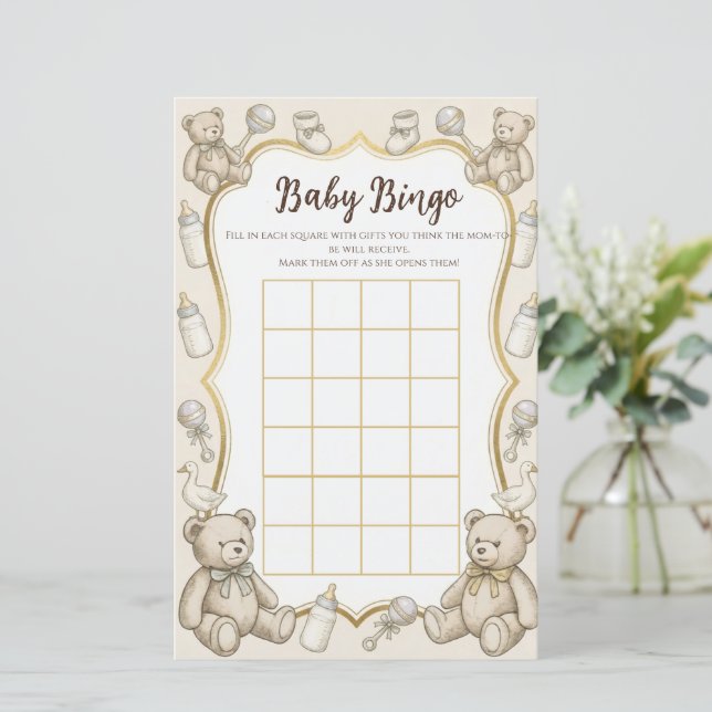Baby Shower Bingo Game (Stående Fram)
