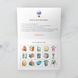 Baby Shower Bingo Game Board12. Fun Party Helgkort
