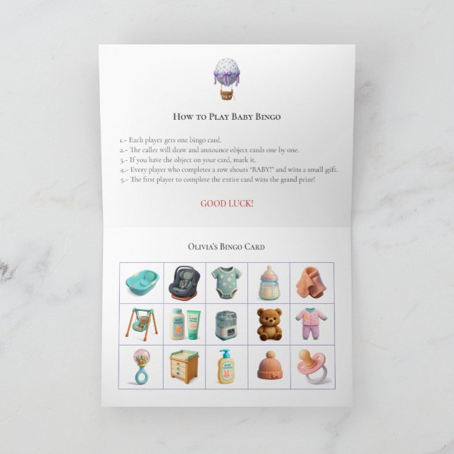 Baby Shower Bingo Game Board1. Fun Party Helgkort (Inuti)