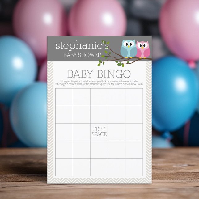 Baby Shower Bingo Game - Cute Uggla (Custom Shower Game)