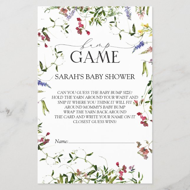 Baby Shower Bingo Game Flyer för sommarblomma (Framsidan)