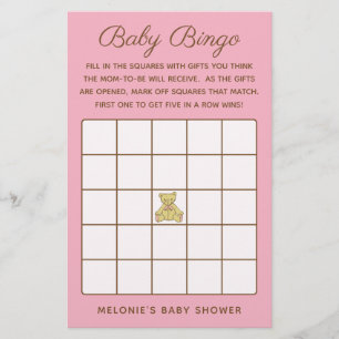 Baby Shower Bingo Game Flygblad