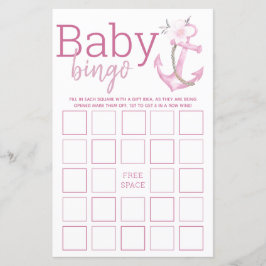 Baby Shower Bingo Game | Nautisk Rosa Anchor Baby